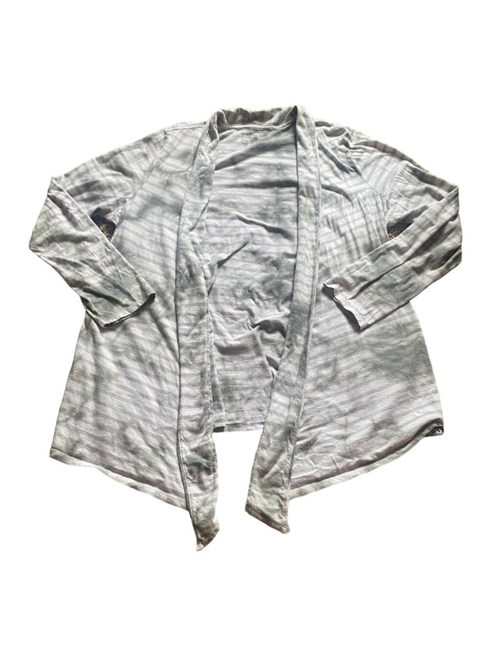 Purejill Fit 100% Cotton Striped Cardigan-White/Gray Tie-Dye-Large-GUC